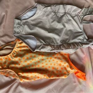 Kids One Piece Swimsuit bundle - Light Pink and Neon Orange